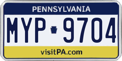 PA license plate MYP9704