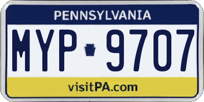 PA license plate MYP9707