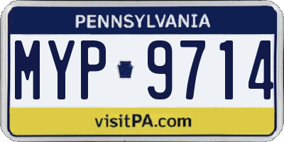 PA license plate MYP9714