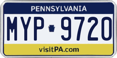 PA license plate MYP9720