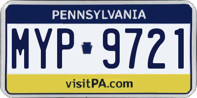 PA license plate MYP9721