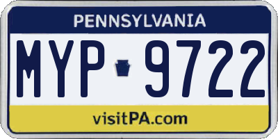 PA license plate MYP9722