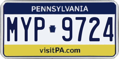 PA license plate MYP9724