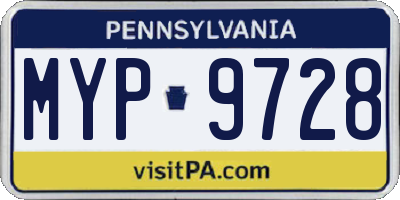 PA license plate MYP9728