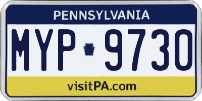 PA license plate MYP9730