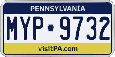 PA license plate MYP9732