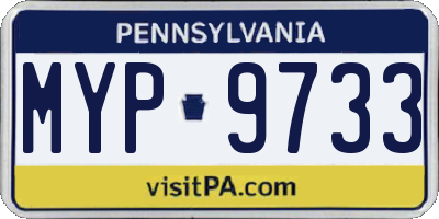 PA license plate MYP9733