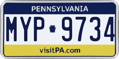 PA license plate MYP9734
