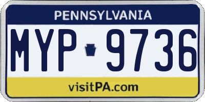 PA license plate MYP9736