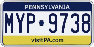 PA license plate MYP9738