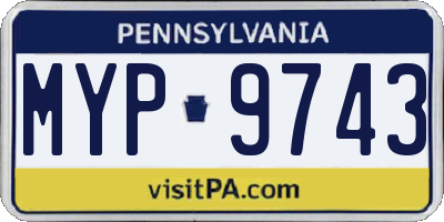 PA license plate MYP9743