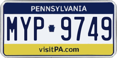 PA license plate MYP9749