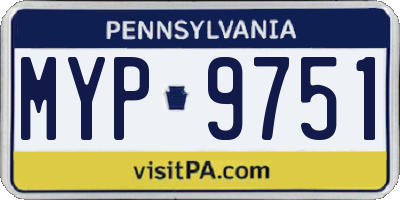 PA license plate MYP9751