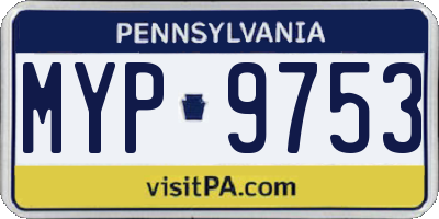 PA license plate MYP9753