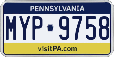 PA license plate MYP9758
