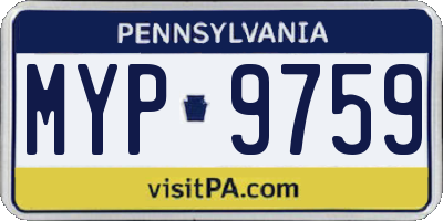 PA license plate MYP9759