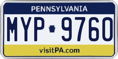 PA license plate MYP9760