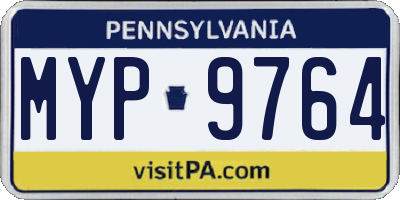 PA license plate MYP9764