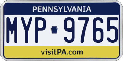 PA license plate MYP9765