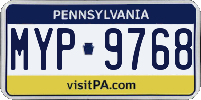 PA license plate MYP9768