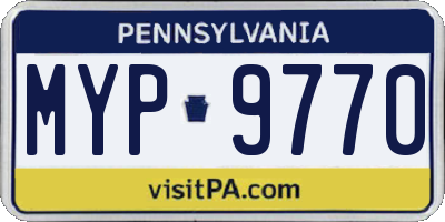 PA license plate MYP9770