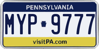 PA license plate MYP9777