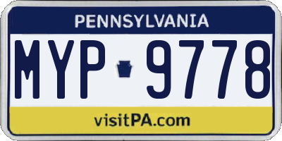 PA license plate MYP9778