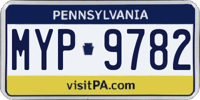 PA license plate MYP9782