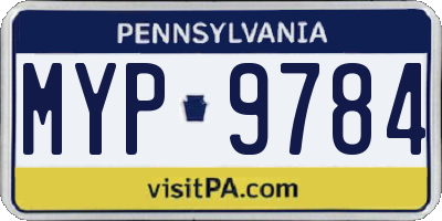 PA license plate MYP9784
