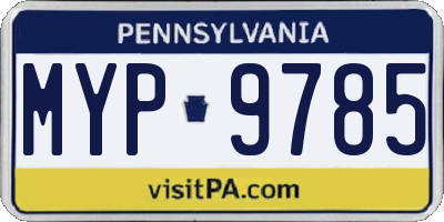 PA license plate MYP9785