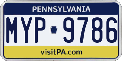 PA license plate MYP9786