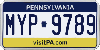 PA license plate MYP9789