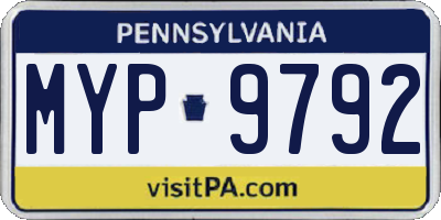 PA license plate MYP9792