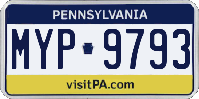 PA license plate MYP9793