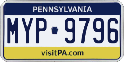PA license plate MYP9796