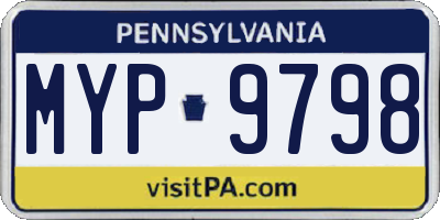 PA license plate MYP9798