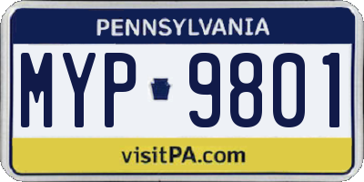 PA license plate MYP9801