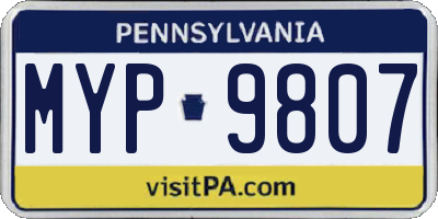 PA license plate MYP9807