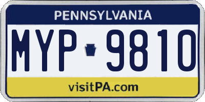 PA license plate MYP9810