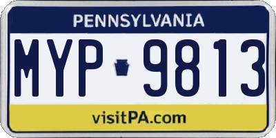PA license plate MYP9813