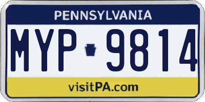 PA license plate MYP9814