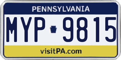 PA license plate MYP9815