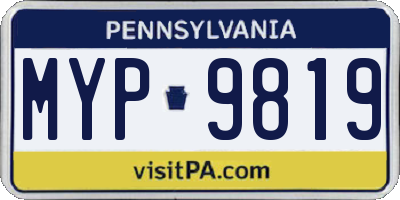 PA license plate MYP9819