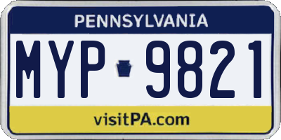 PA license plate MYP9821