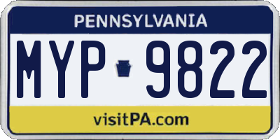 PA license plate MYP9822