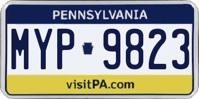 PA license plate MYP9823