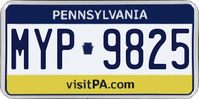 PA license plate MYP9825