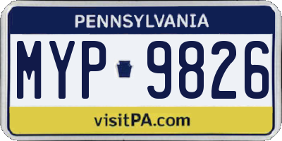 PA license plate MYP9826