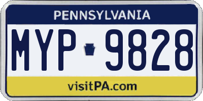 PA license plate MYP9828