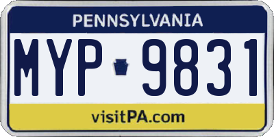 PA license plate MYP9831